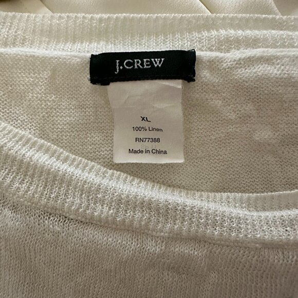 J.Crew 100% Linen Striped Long Sleeve Sweater | White & Navy | Women’s XL - Picture 4 of 4
